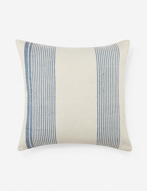 Kristian indoor and outdoor blue and cream square striped pillow