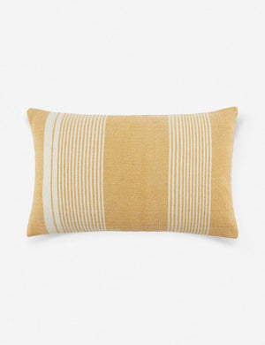 Kristian indoor and outdoor gold and cream striped pillow