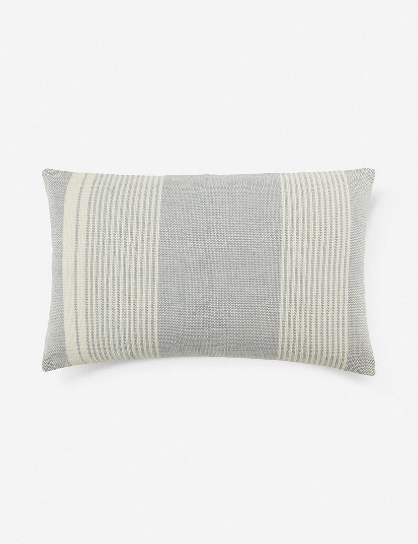 #color::gray #size::13--x-21-  | Kristian indoor and outdoor gray and cream striped pillow