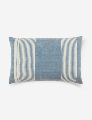 Kristian indoor and outdoor blue and cream striped pillow
