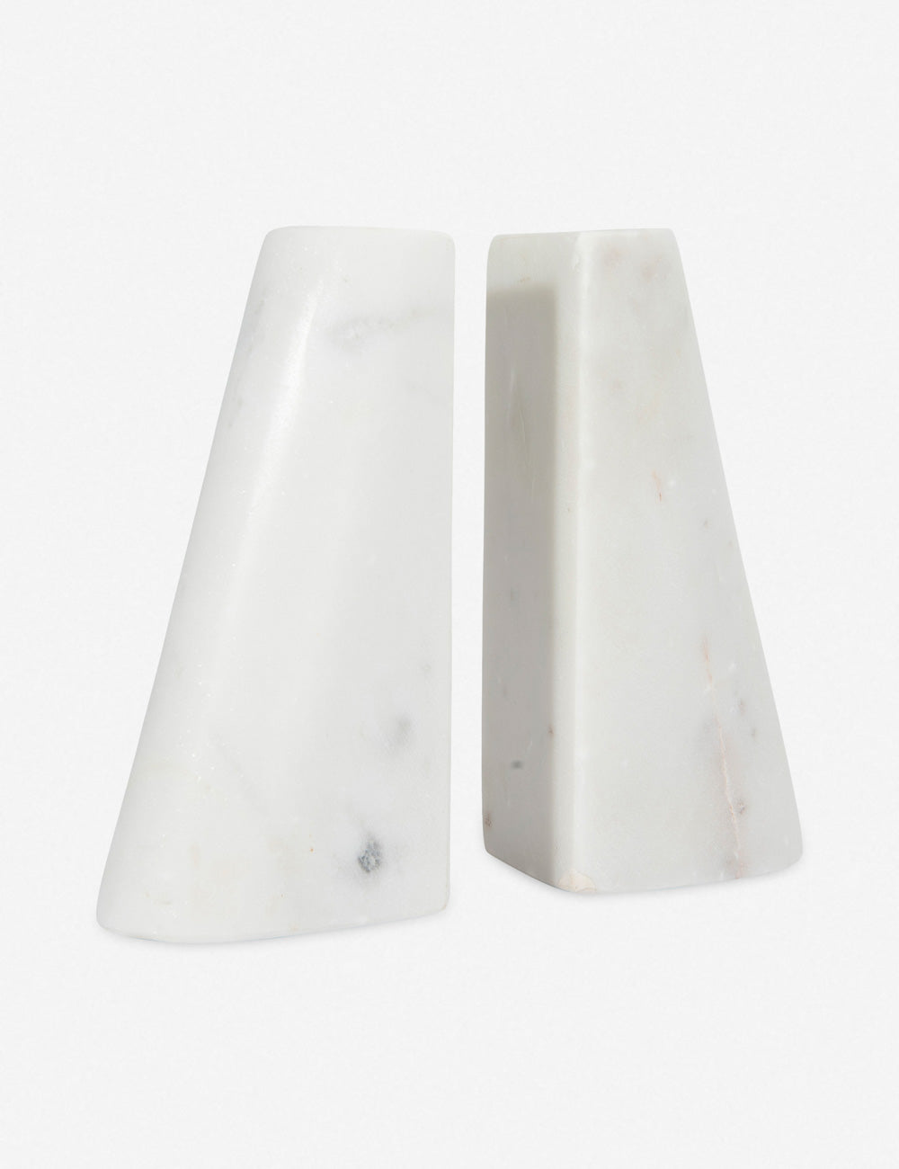 White Marble Tapered Bookends - Set of 2