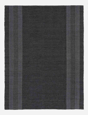 Adentro geometric flatweave dark blue rug with ivory accents