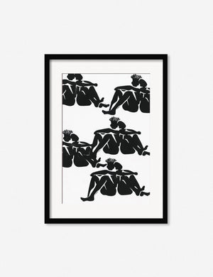 Over Here Print in a black frame that features coupled figures together, overlapping