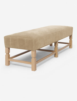 Angled view of the Ambleside Brie beige Velvet bench