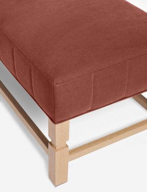 The vertical channeling on the cushion of the Ambleside Terracotta Linen bench