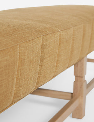 The vertical channeling on the cushion of the Ambleside Camel Linen bench