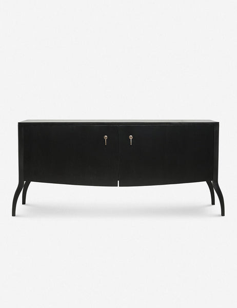 | Anabella black wood console table with silver drawer pulls