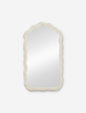 Anastasia mirror with a white free-flowing ridged design by Sarah Sherman Samuel