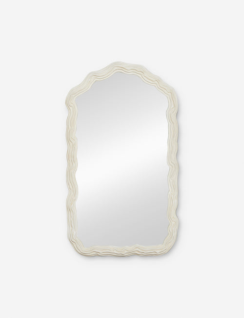 | Anastasia mirror with a white free-flowing ridged design by Sarah Sherman Samuel