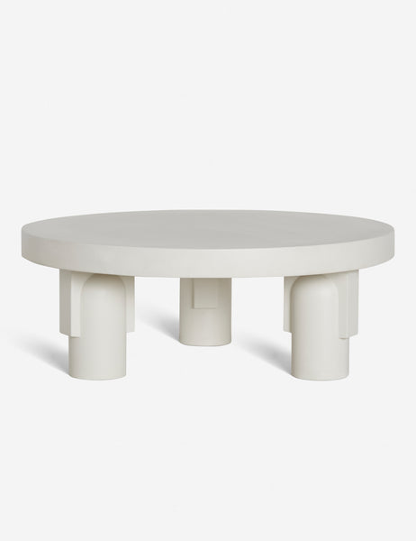 | Anja white indoor and outdoor round coffee table with sculptural legs