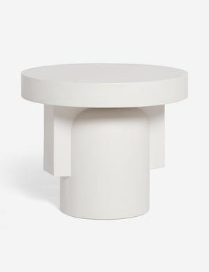 Anja sculptural white fiber cement indoor and outdoor round side table