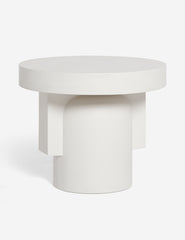 | Anja sculptural white fiber cement indoor and outdoor round side table