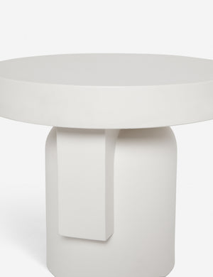 Anja sculptural white fiber cement indoor and outdoor round side table