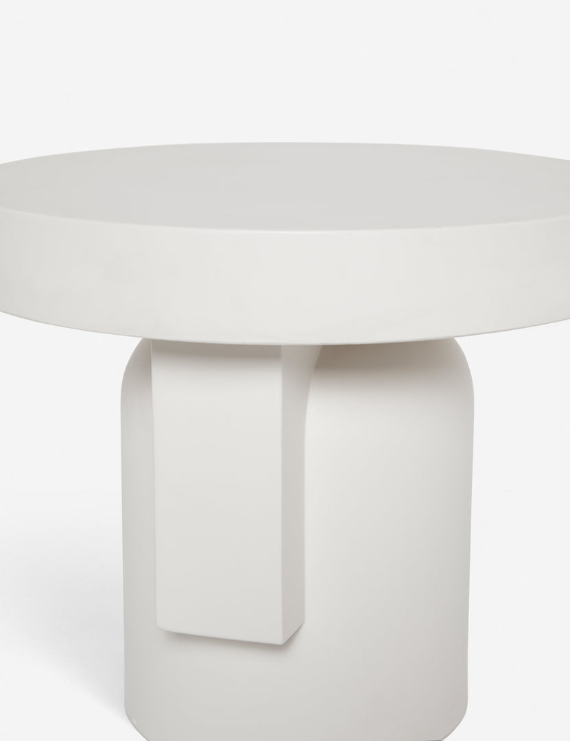 | Anja sculptural white fiber cement indoor and outdoor round side table