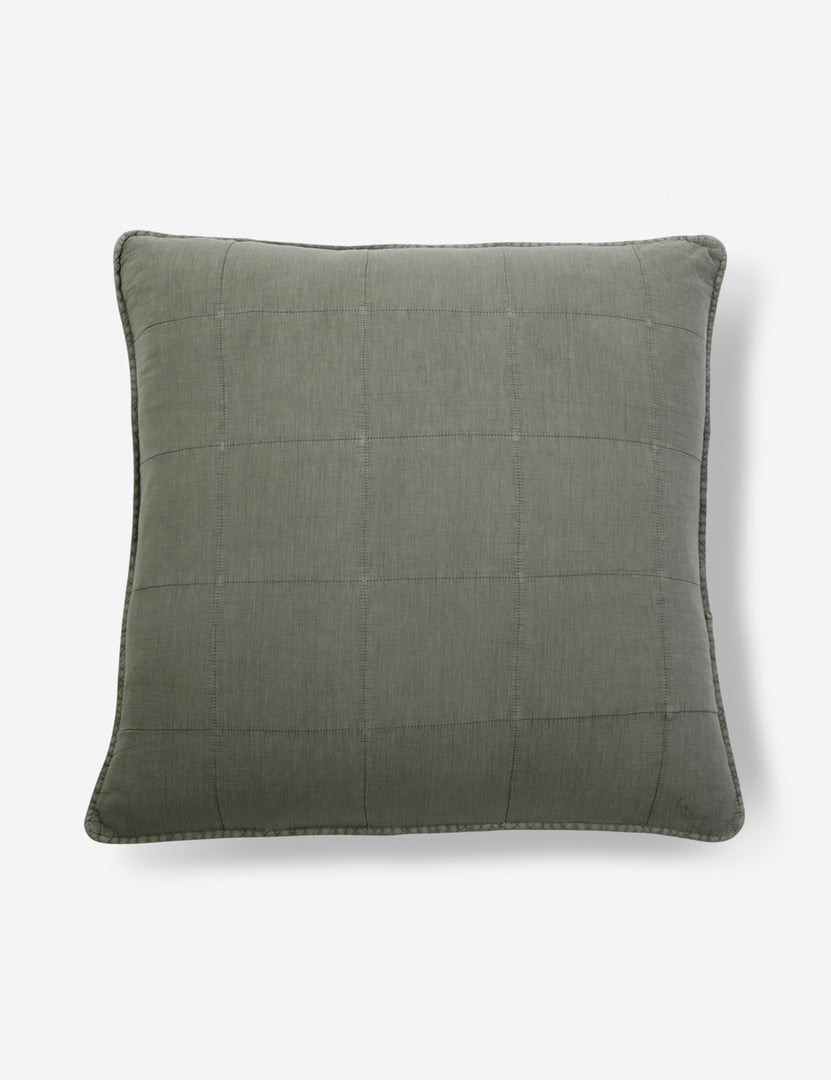 #color::moss | Antwerp Large Quilted Euro moss green Sham by Pom Pom at Home