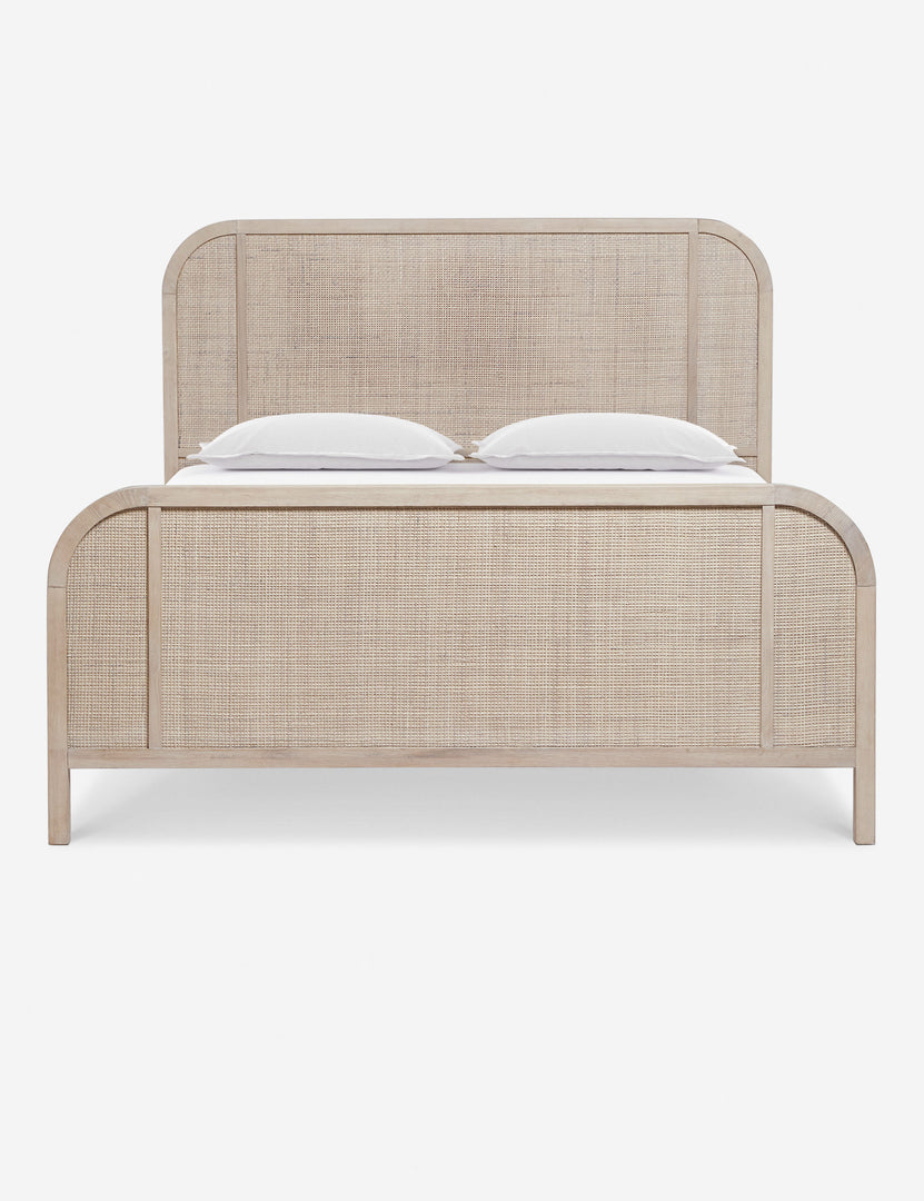 #color::natural #size::king #size::queen | Brooke whitewashed platform bed with cane paneling