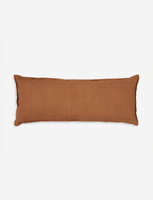 Arlo Burnt Orange flax linen solid long lumbar pillow