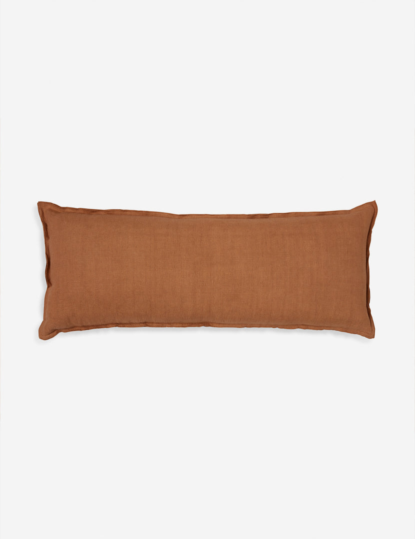 #color::burnt-orange #size::long-lumbar | Arlo Burnt Orange flax linen solid long lumbar pillow