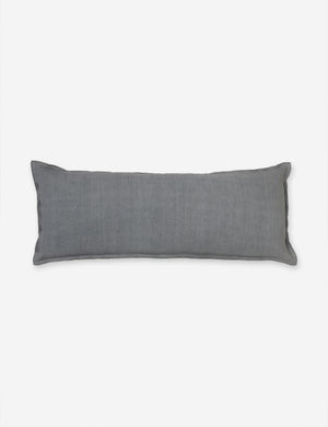 Arlo Dusty Blue flax linen solid long lumbar pillow