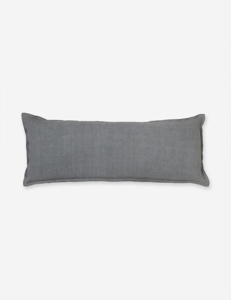 #color::dusty-blue #style::long-lumbar | Arlo Dusty Blue flax linen solid long lumbar pillow