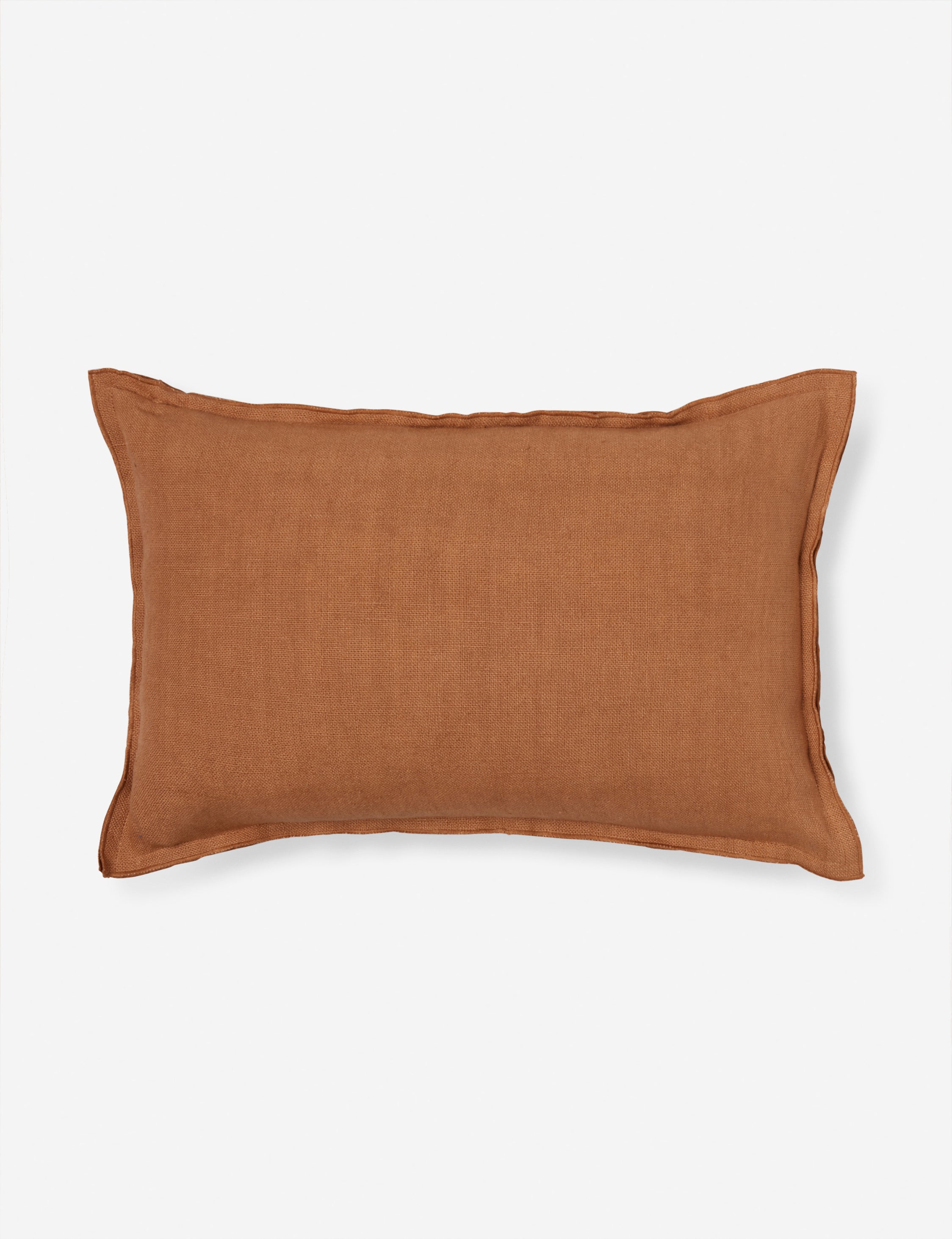 #color::burnt-orange #size::lumbar #fill type::with-feather-down-insert #fill type::pillow-cover-only | Arlo Burnt Orange flax linen solid lumbar pillow