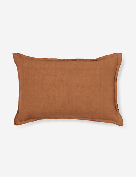 #color::burnt-orange #size::lumbar | Arlo Burnt Orange flax linen solid lumbar pillow