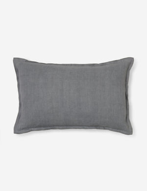 Arlo Dusty Blue flax linen solid lumbar pillow