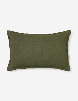 Arlo Olive green flax linen solid lumbar pillow
