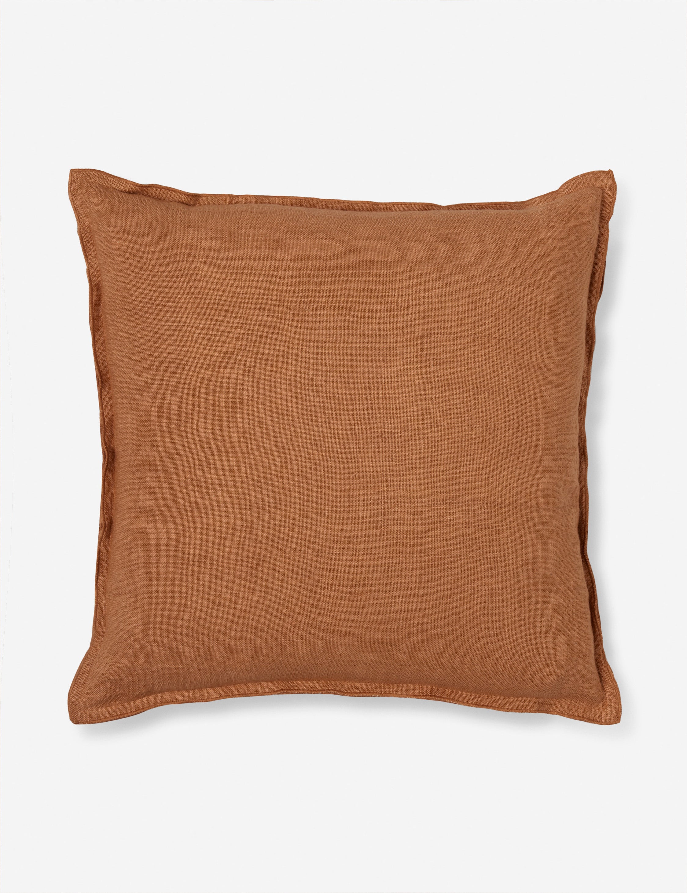 #color::burnt-orange #size::square #fill type::with-feather-down-insert #fill type::pillow-cover-only | Arlo Burnt Orange flax linen solid square pillow