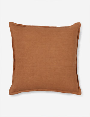 Arlo Burnt Orange flax linen solid square pillow