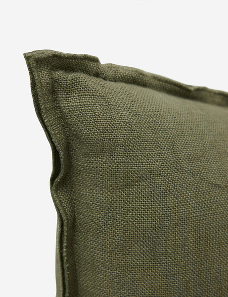 #color::olive #style::square | Corner of the arlo Olive green square pillow