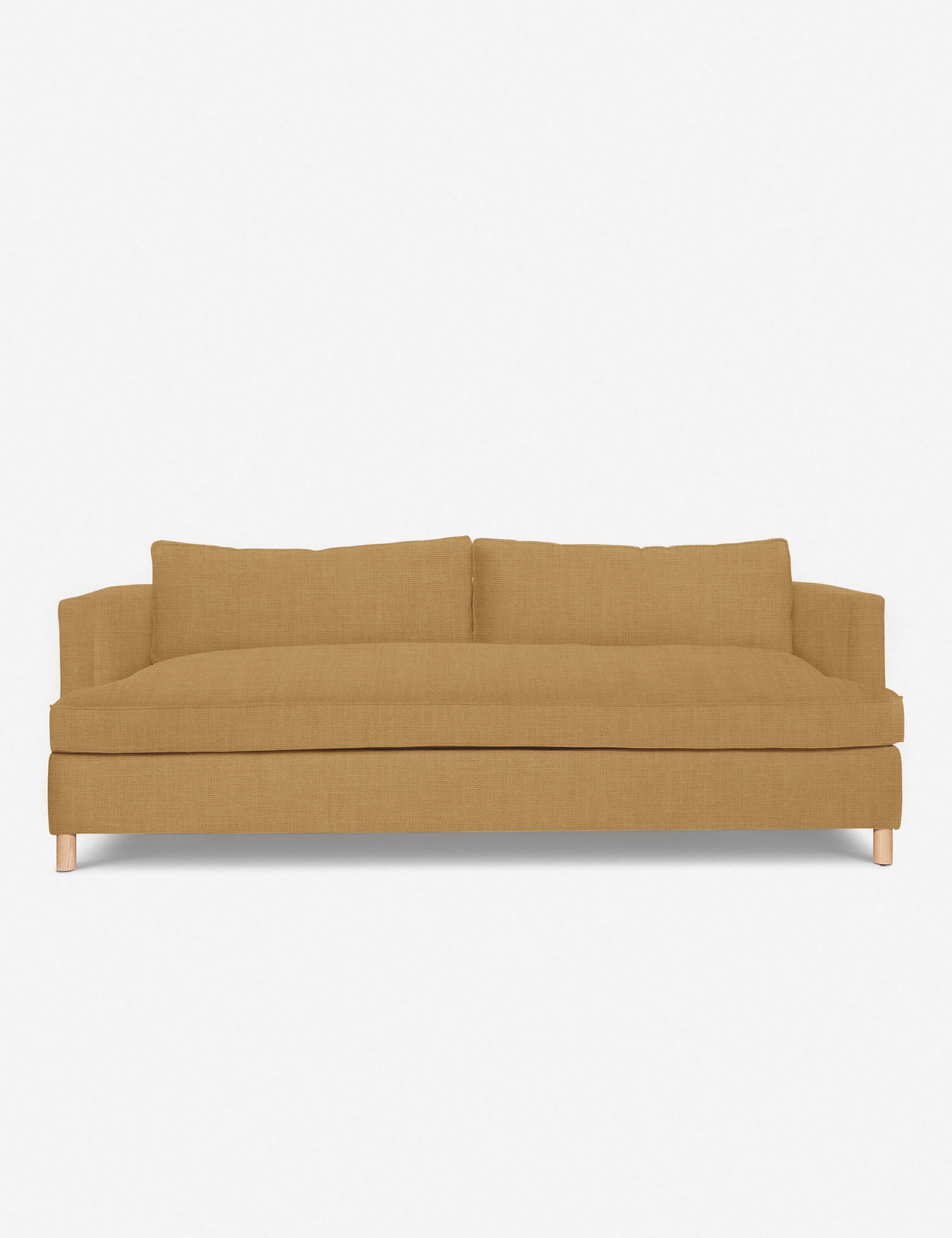 #size::72-W #size:84-W #color::camel-linen #size::96-W | Camel Linen Belmont Sofa with curved back and oversized cushions by Ginny Macdonald