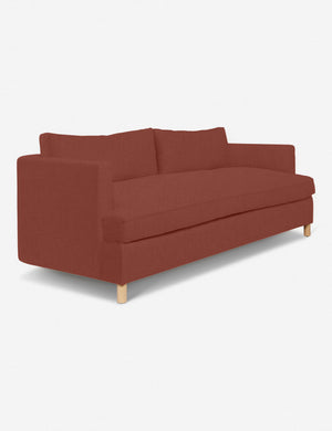 Angled view of the Terracotta Linen Belmont Sofa