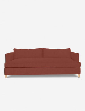 Terracotta Linen Belmont Sofa with curved back and oversized cushions by Ginny Macdonald