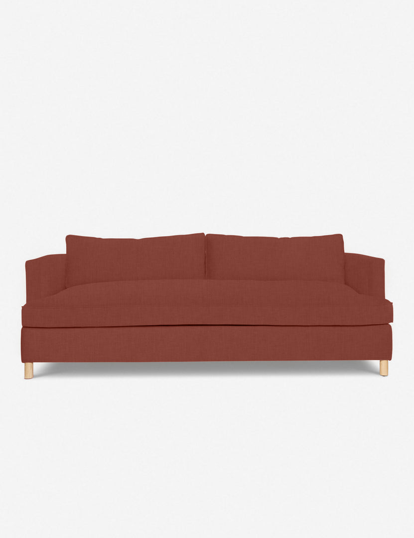 #size::72-W #size:84-W #color::terracotta-linen #size::96-W | Terracotta Linen Belmont Sofa with curved back and oversized cushions by Ginny Macdonald