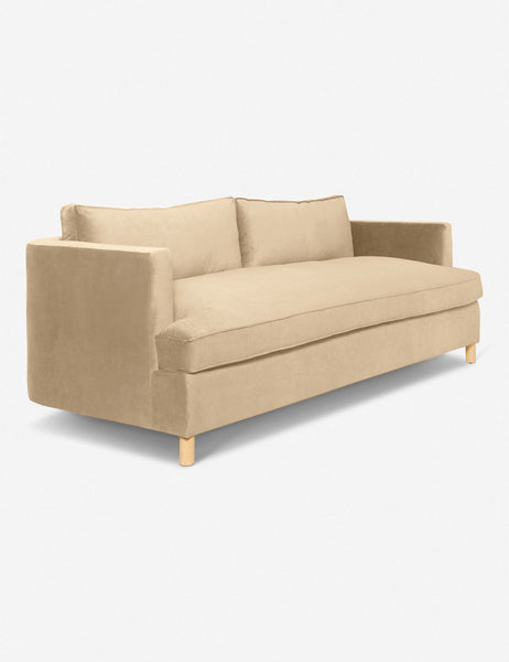 #size::72-W #size:84-W #color::brie-velvet #size::96-W | Angled view of the Brie Velvet Belmont Sofa