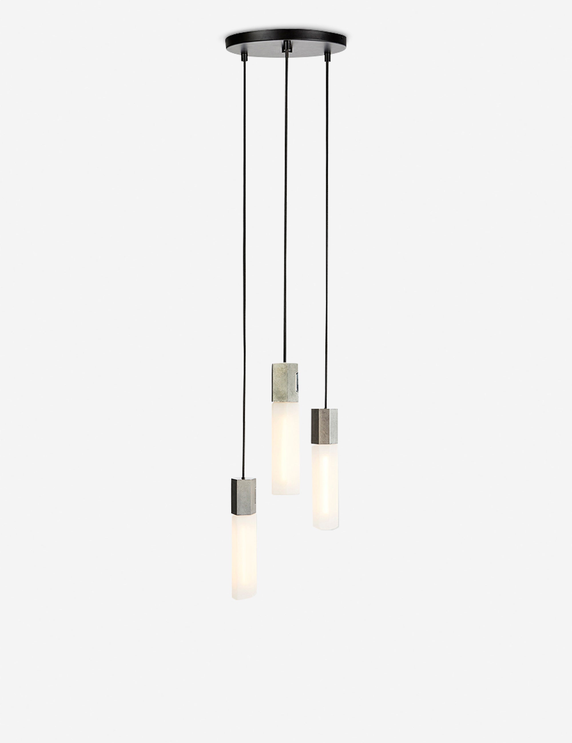 #color::stainless-steel | Basalt slender hexagonal 3-light pendant light by tala with stainless steel hardware