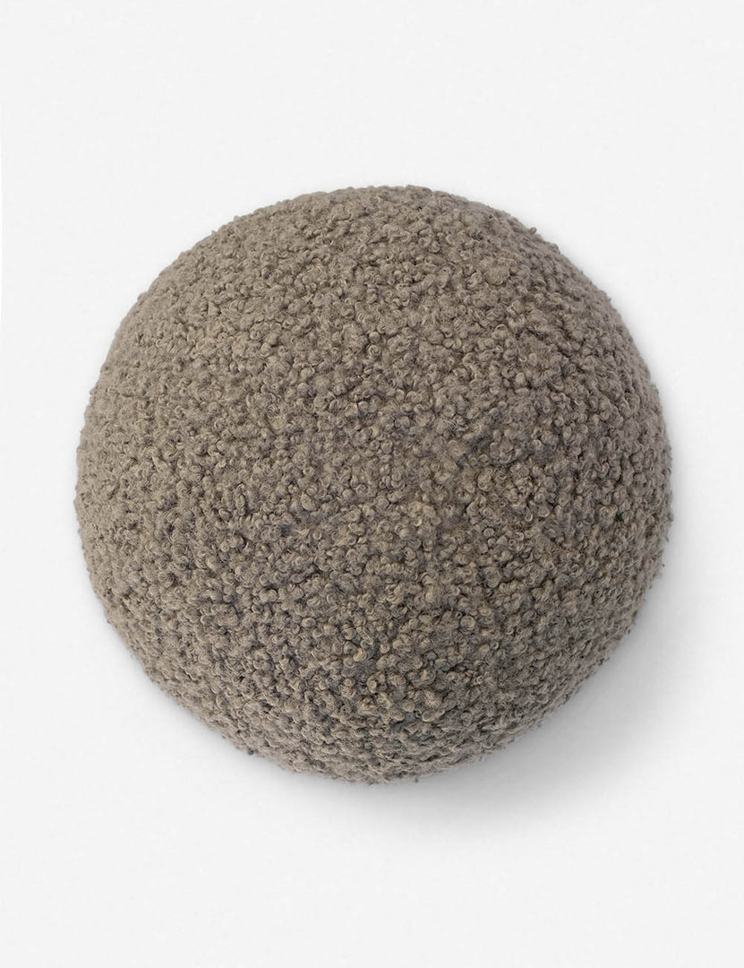 #color::khaki | Bird’s-eye view of the Khaki gray Bouclé Ball Pillow by Sarah Sherman Samuel