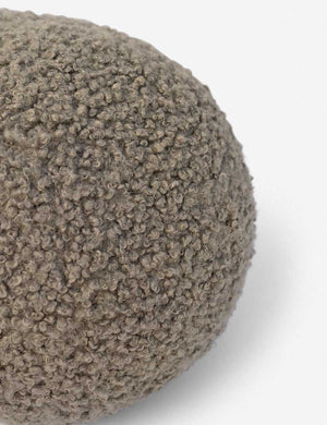 Angled view of the Khaki gray Bouclé Ball Pillow by Sarah Sherman Samuel