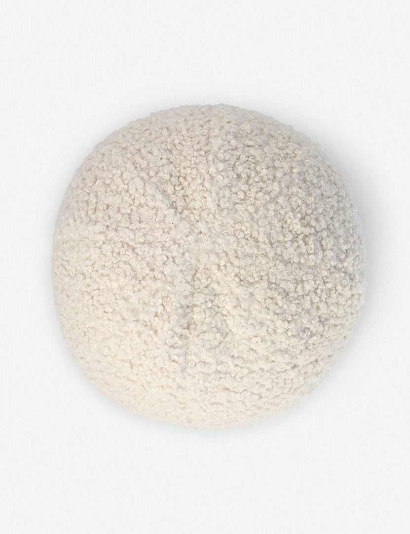 #color::ivory | Bird’s-eye view of the Ivory Bouclé Ball Pillow by Sarah Sherman Samuel