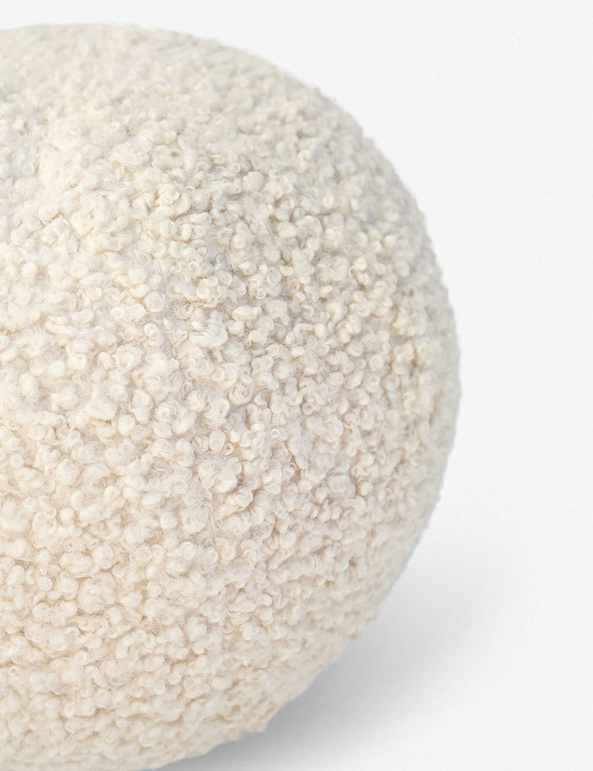 #color::ivory | Angled view of the Ivory Bouclé Ball Pillow by Sarah Sherman Samuel