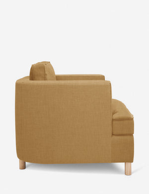 Side of the Belmont Camel yellow linen accent chair