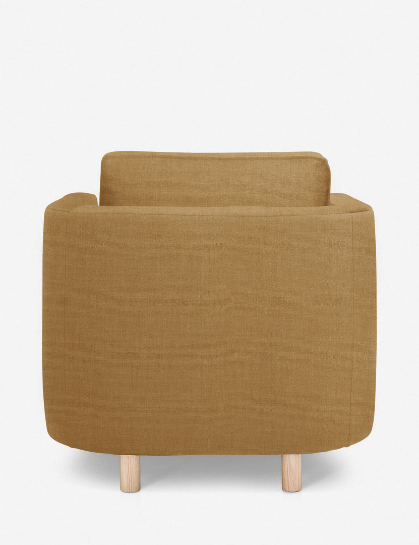#color::camel-linen | Back of the Belmont Camel yellow linen accent chair