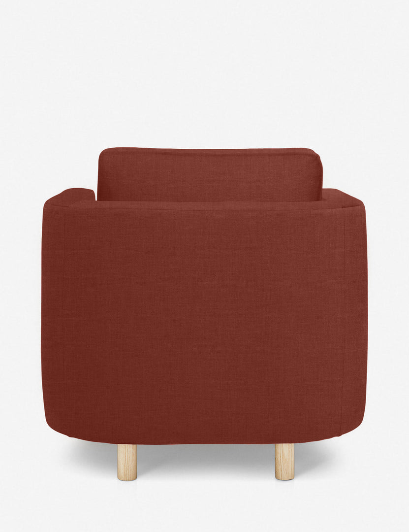 #color::terracotta-linen | Back of the Belmont Terracotta linen accent chair