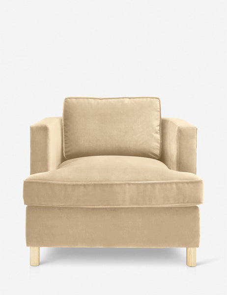 #color::brie-velvet | Belmont Brie beige velvet accent chair by Ginny Macdonald with a curved back and oversized plush cushions