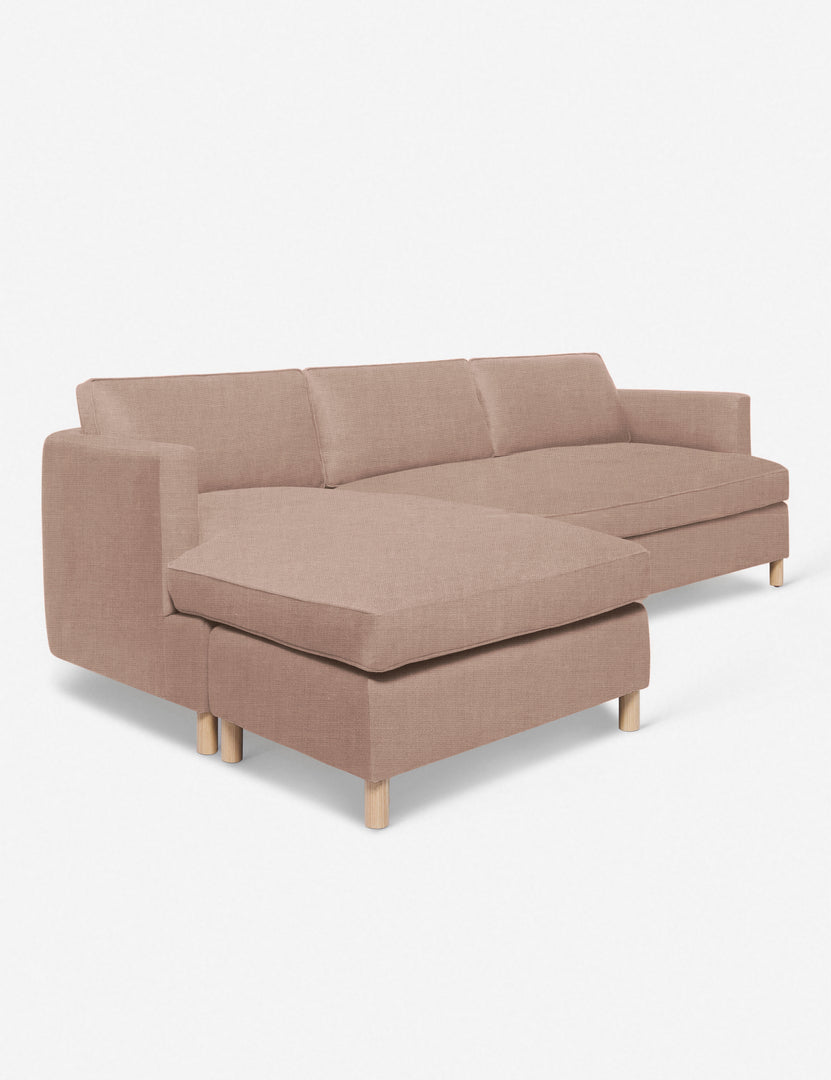 #color::apricot-linen #configuration::left-facing | Angled view of the Belmont Apricot Linen left-facing sectional sofa