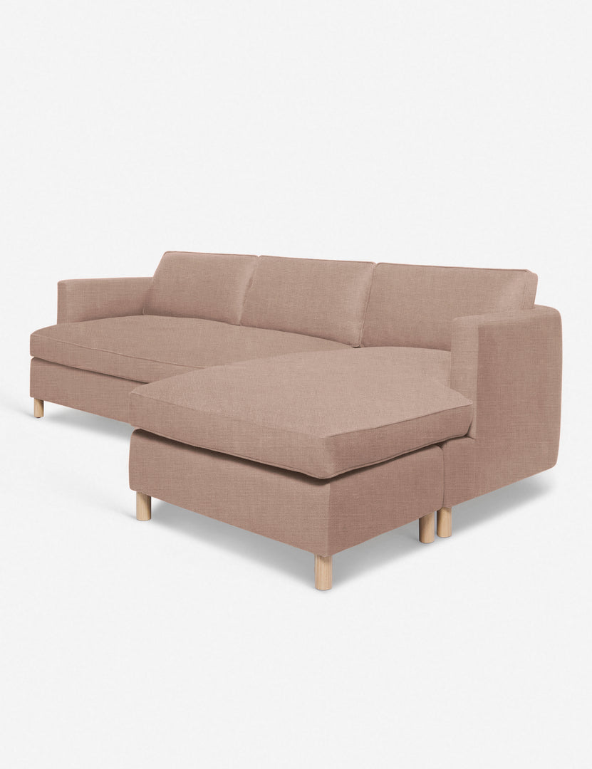 #color::apricot-linen #configuration::right-facing | Angled view of the Belmont Apricot Linen right-facing sectional sofa