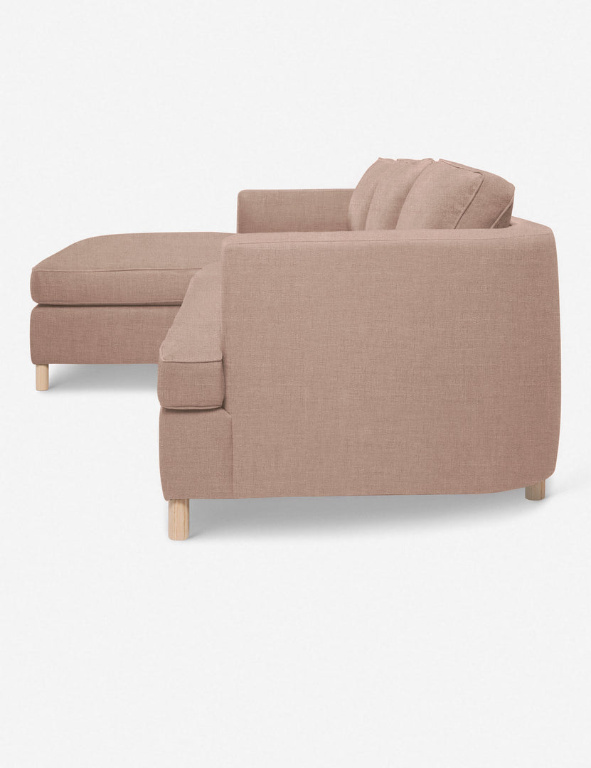 #color::apricot-linen #configuration::left-facing | Left side of the Belmont Apricot Linen left-facing sectional sofa