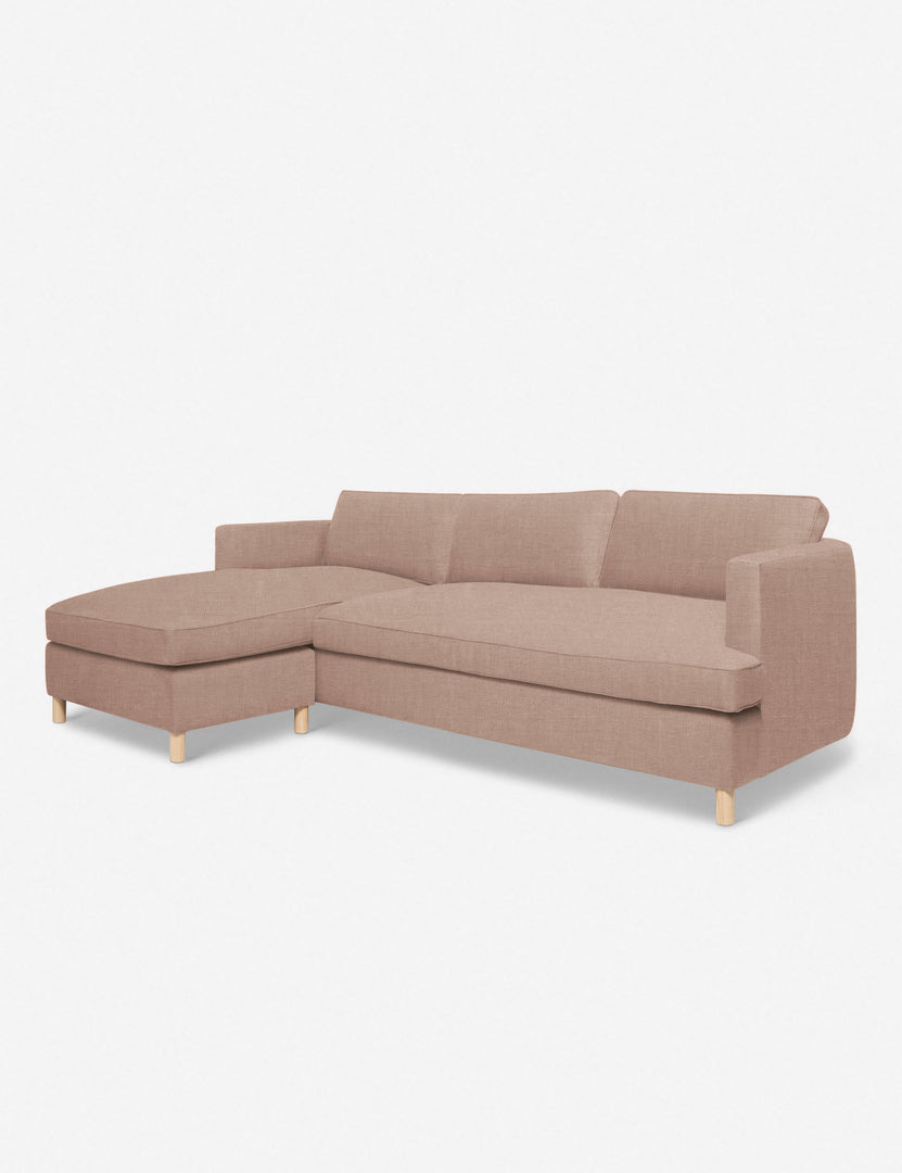 #color::apricot-linen #configuration::left-facing | Angled view of the Belmont Apricot Linen left-facing sectional sofa