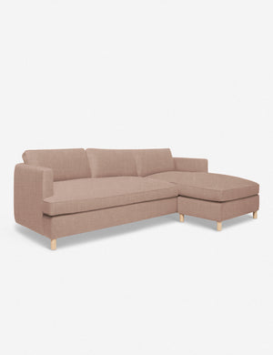 Angled view of the Belmont Apricot Linen right-facing sectional sofa